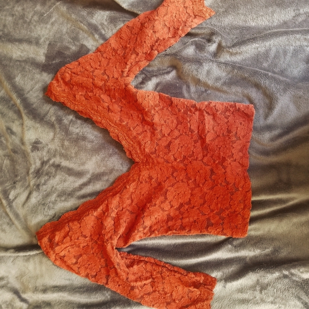 Burgundy lace crop top.